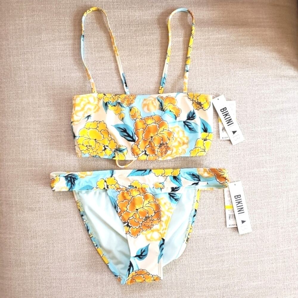 NEW The Bikini Lab Spanish Bloom lace up back sz Medium